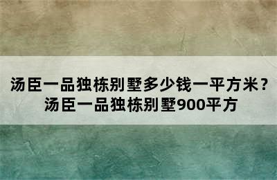 汤臣一品独栋别墅多少钱一平方米？ 汤臣一品独栋别墅900平方